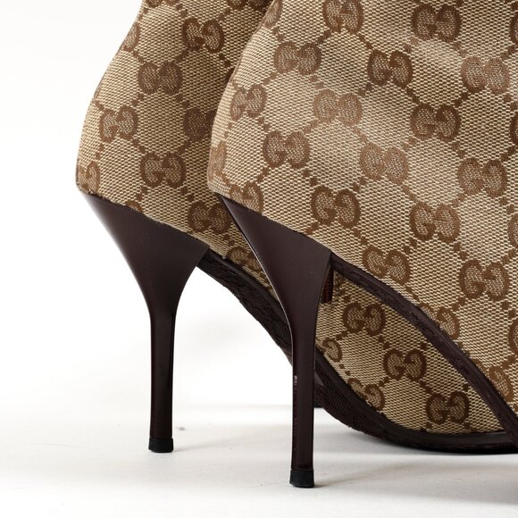 *SOLD* Gucci Brown GG Monogram Canvas Calf Length Boot - Picture 9 of 13